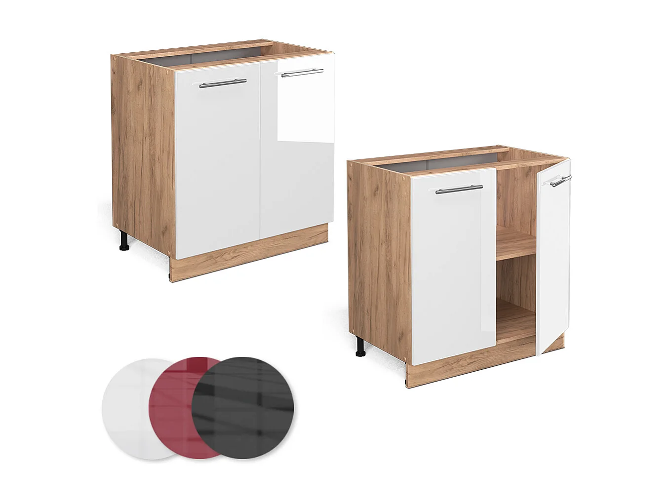 Mueble bajo de cocina blanco alto brillo 80x60x82 fame-line