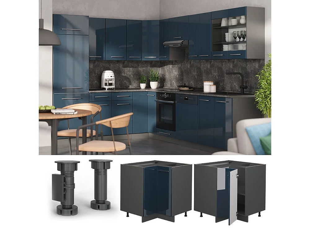 Meuble dangle bleu foncé brillant 80.5x60x82 fame-line