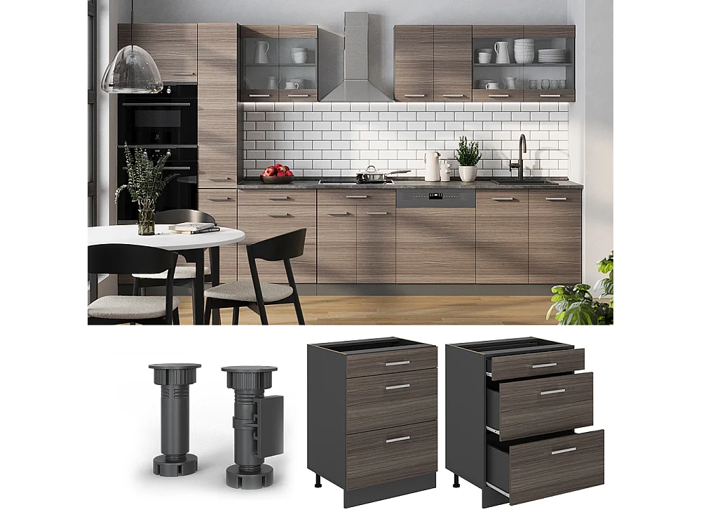 Meuble cuisine gris noble 60x46x81.6 r-line