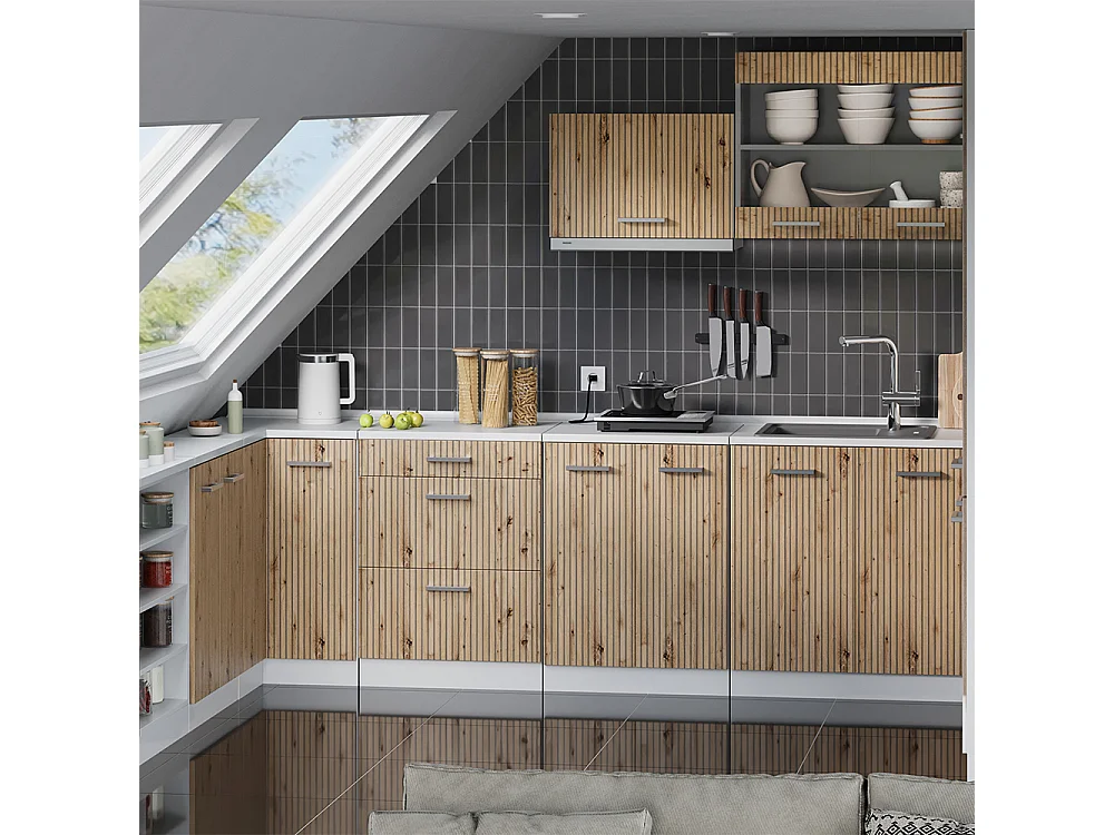 Keukenkast voor schuine wand artisanaal eiken 60x46x81.6 r-line