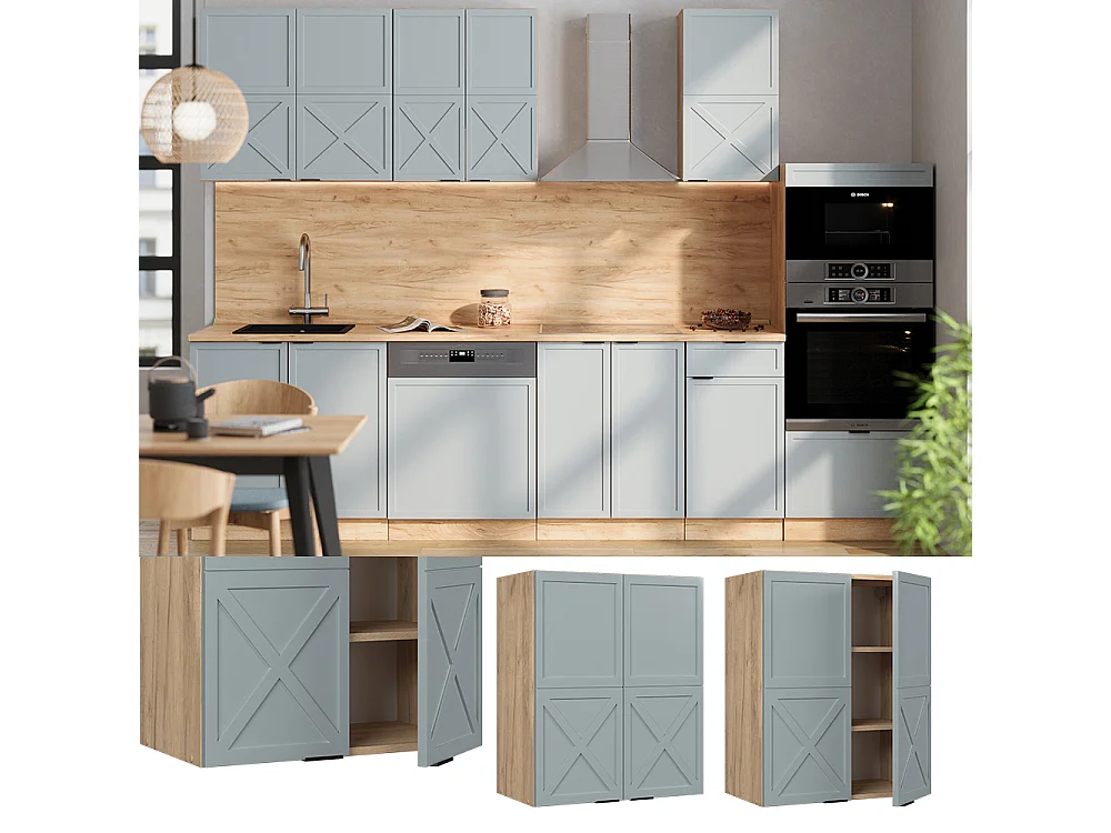 Armário de parede azul acinzentado claro 60x34.1x72 fame-line