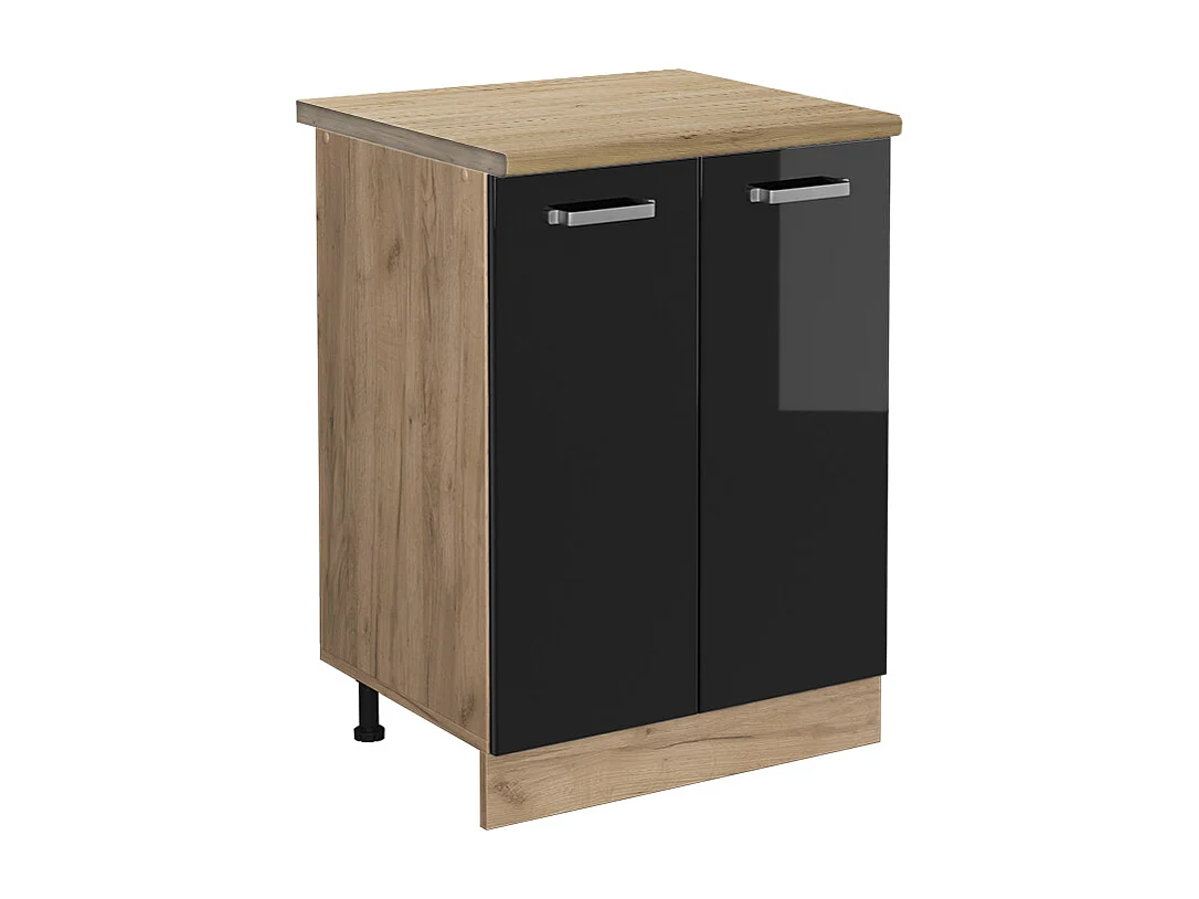 Meuble bas de cuisine noir haute brillance 60x60x81.6 r-line