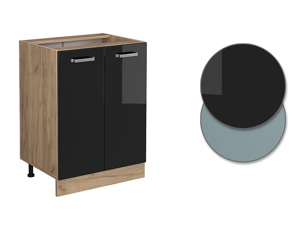 Meuble bas de cuisine noir haute brillance 60x60x81.6 r-line