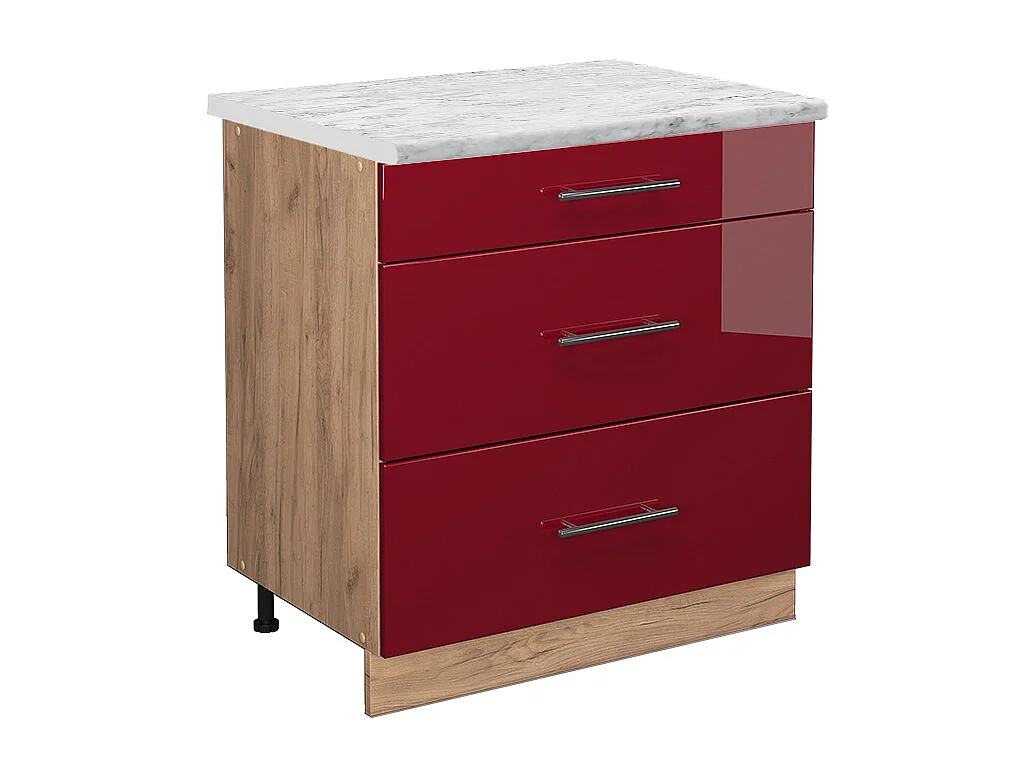 Meuble cuisine rouge bordeaux haute brillance 80x60x82 fame-line