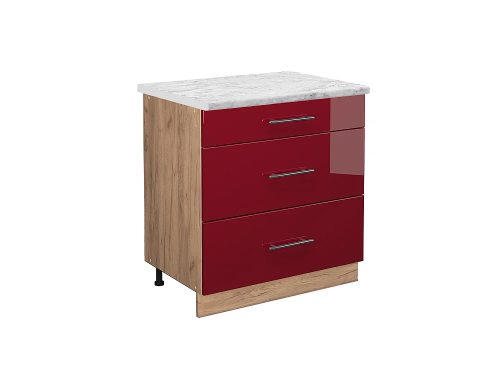 Meuble cuisine rouge bordeaux haute brillance 80x60x82 fame-line