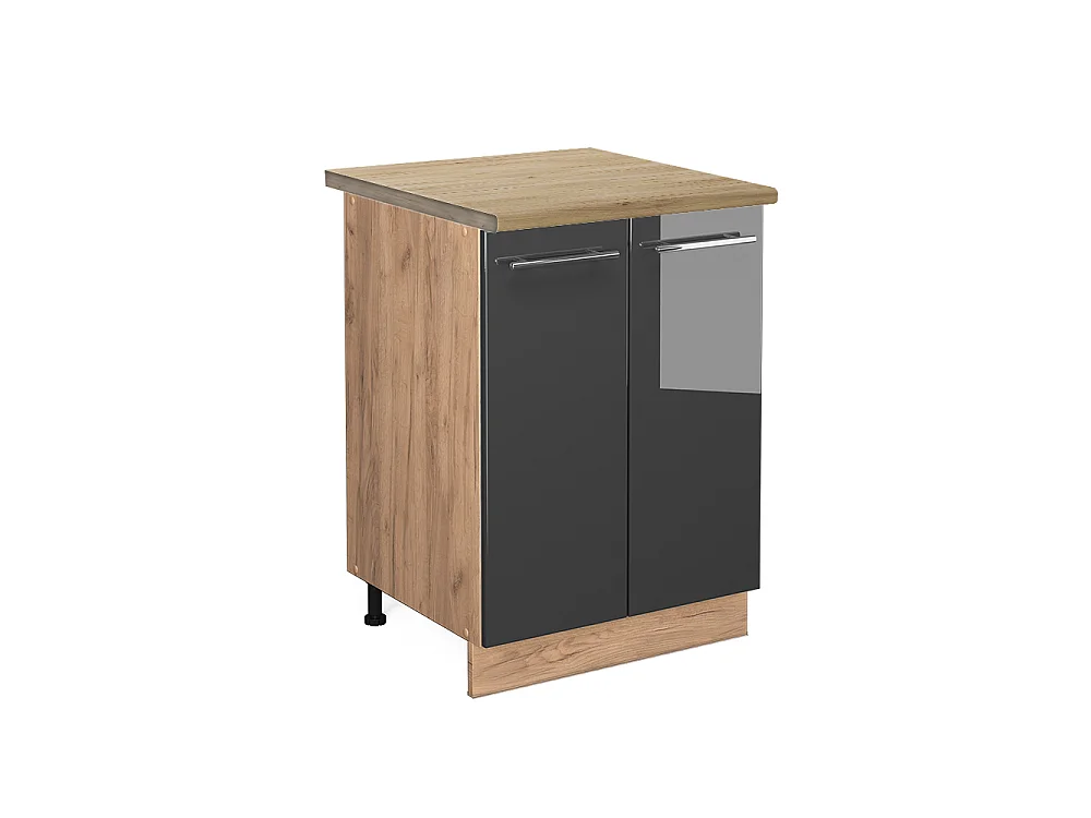 Meuble bas de cuisine anthracite haute brillance 60x60x82 fame-line