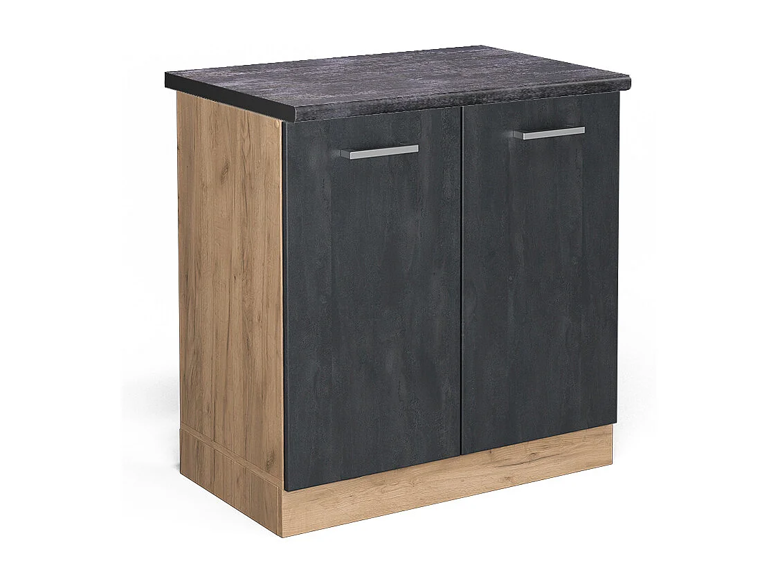 Meuble bas sous-évier béton noir 80x60x81.6 r-line