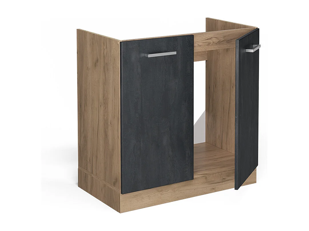 Meuble bas sous-évier béton noir 80x60x81.6 r-line