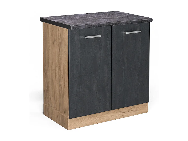 Meuble bas sous-évier béton noir 80x60x81.6 r-line