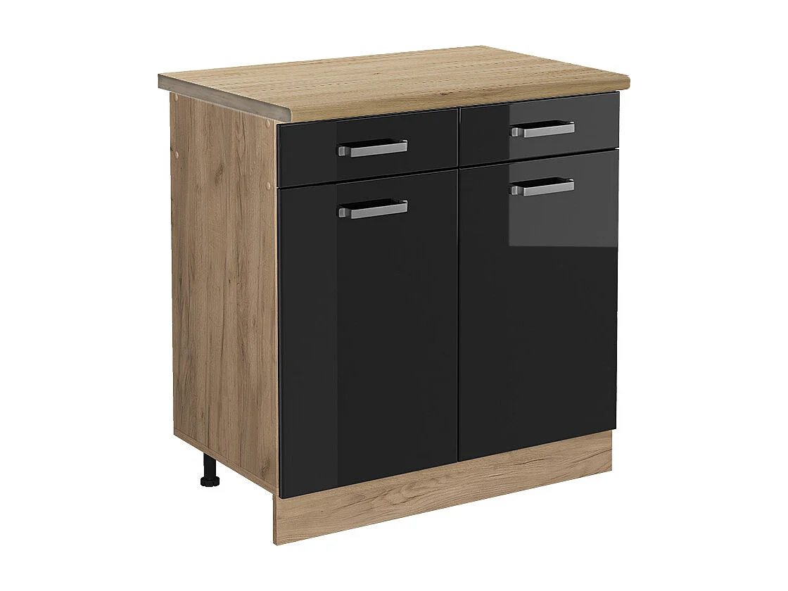 Mueble bajo de cocina negro brillo intenso 80x60x81.6 r-line