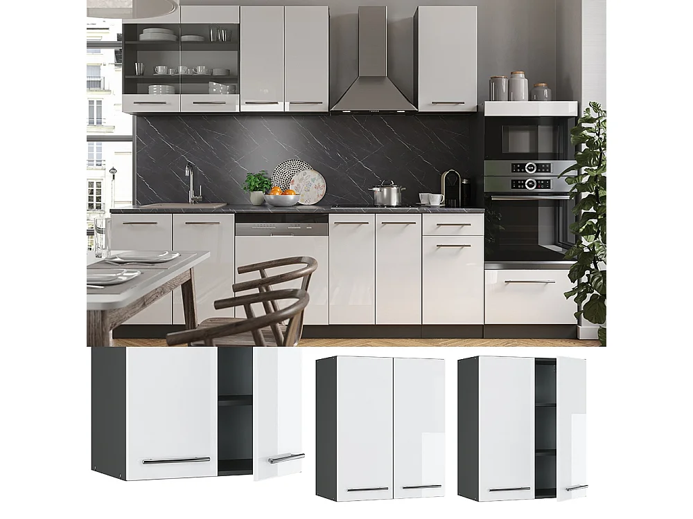 Wall cabinet white high gloss 60x34.1x72 fame-line