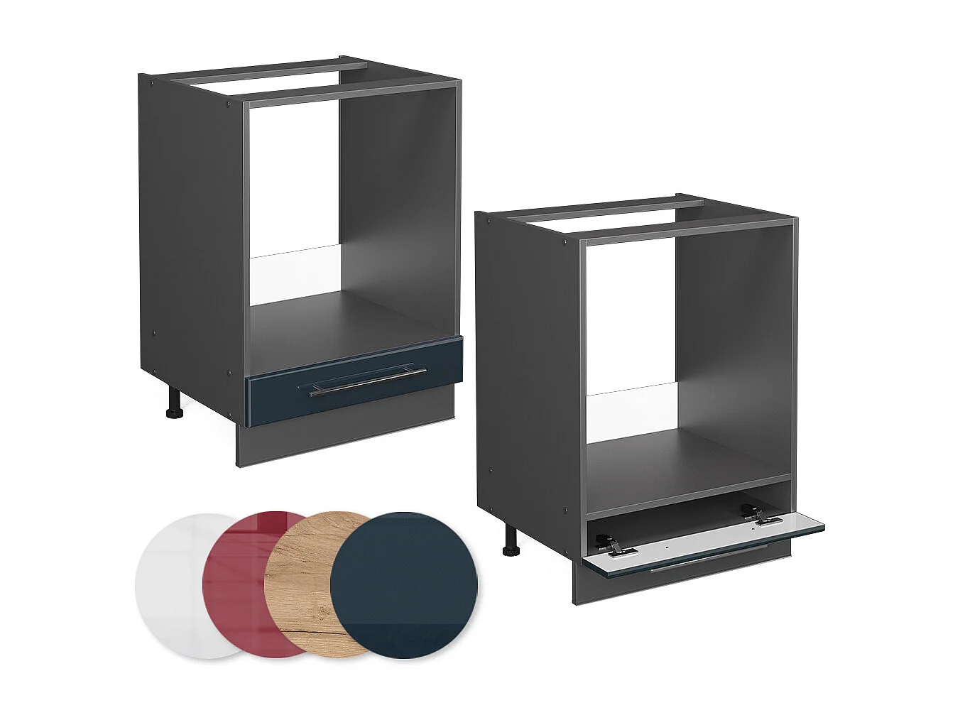 Meuble pour four bleu foncé brillant 60x51.6x82 fame-line