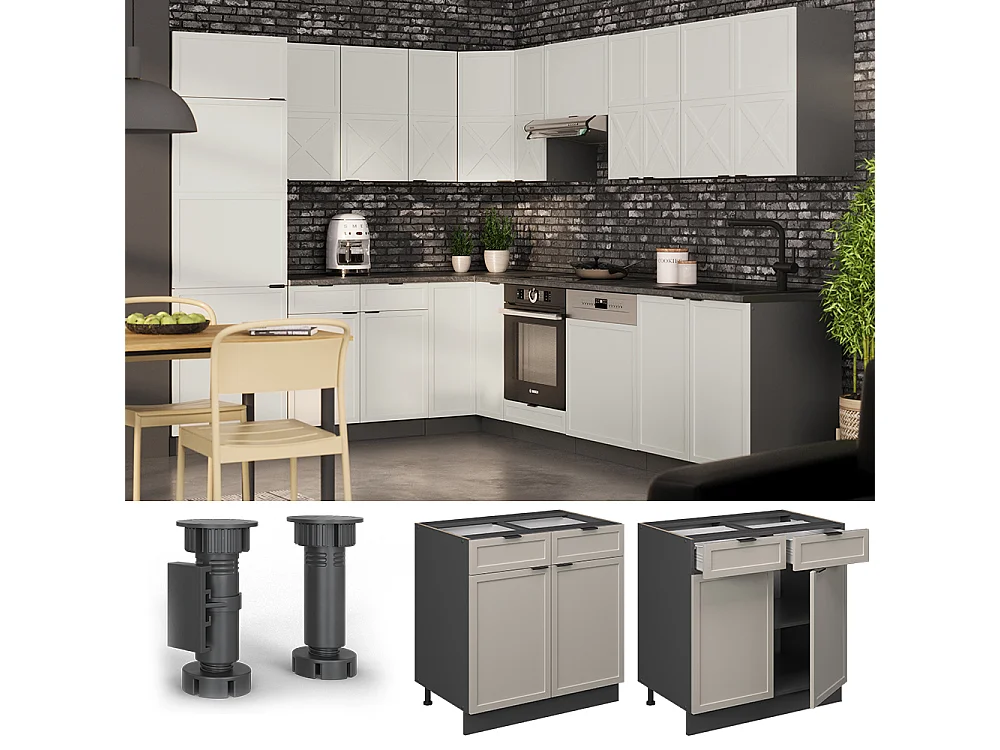 Mobiletto base per cucina grigiobeige 80x51.6x82 fame-line