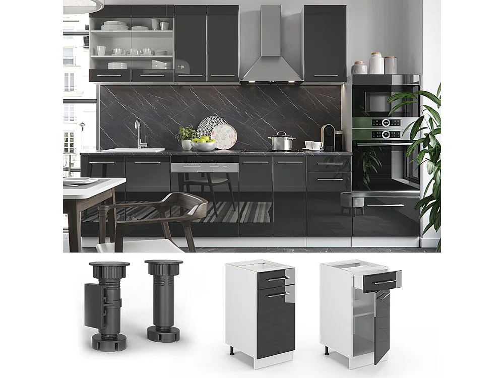 Küchenunterschrank anthrazit hochglanz 40x60x82 fame-line