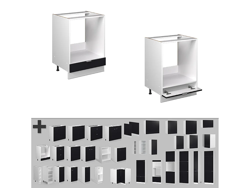 Armario para horno empotrado rayas negras 60x60x82 fame-line