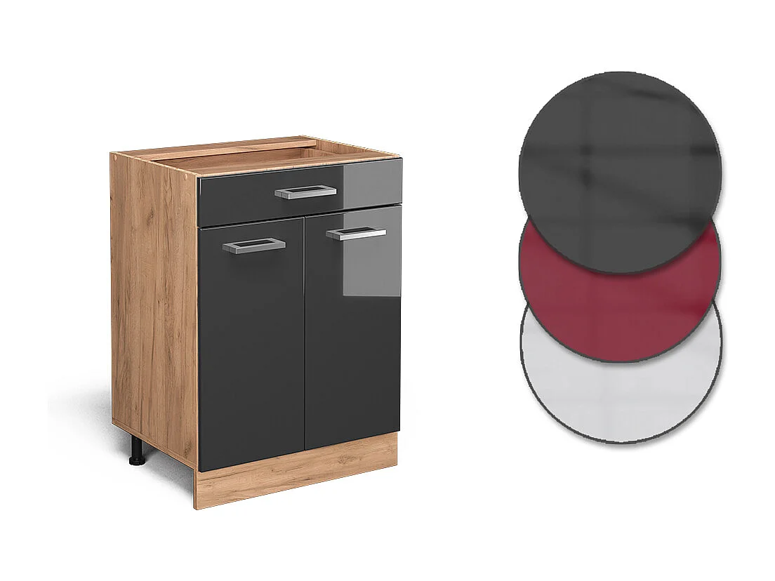 Mueble bajo de cocina antracita alto brillo 60x46x81.6 r-line