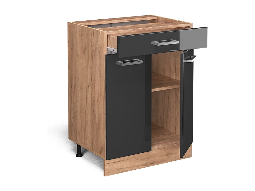 Meuble cuisine anthracite haute brillance 60x46x81.6 r-line