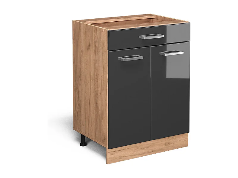 Mueble bajo de cocina antracita alto brillo 60x46x81.6 r-line