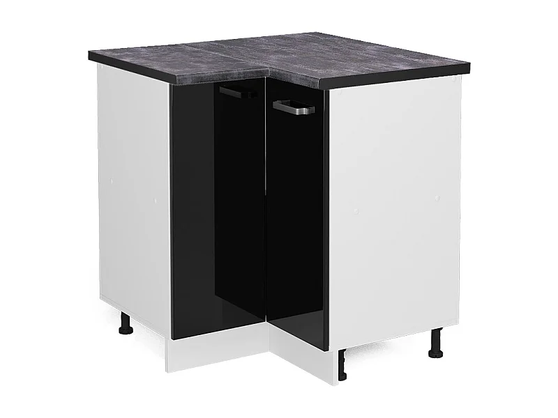 Armário baixo de canto preto alto brilho 75.6x60x81.6 r-line