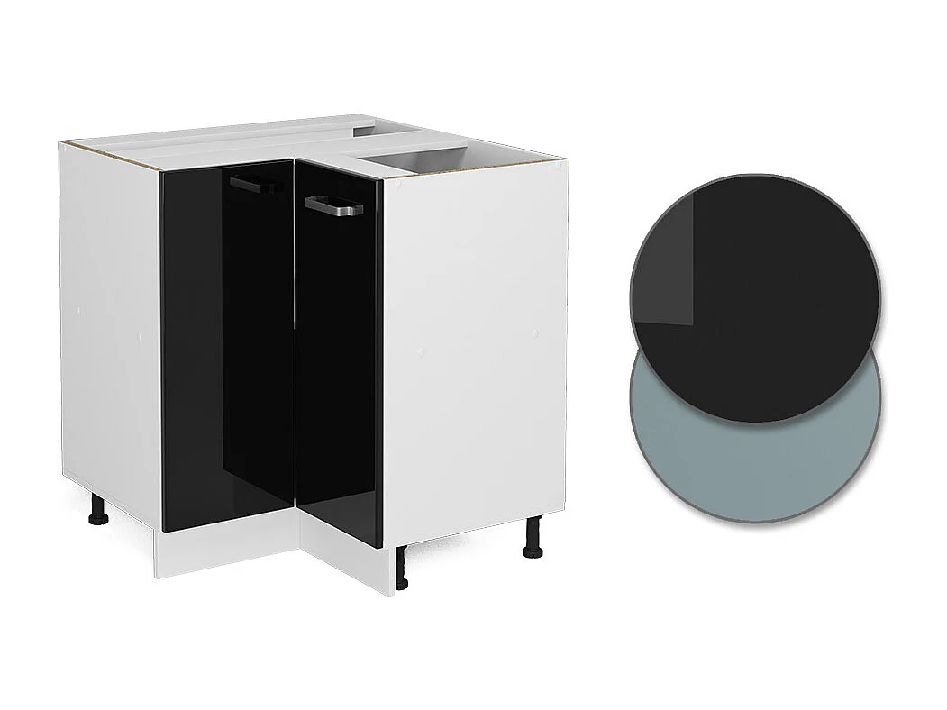 Armário baixo de canto preto alto brilho 75.6x60x81.6 r-line