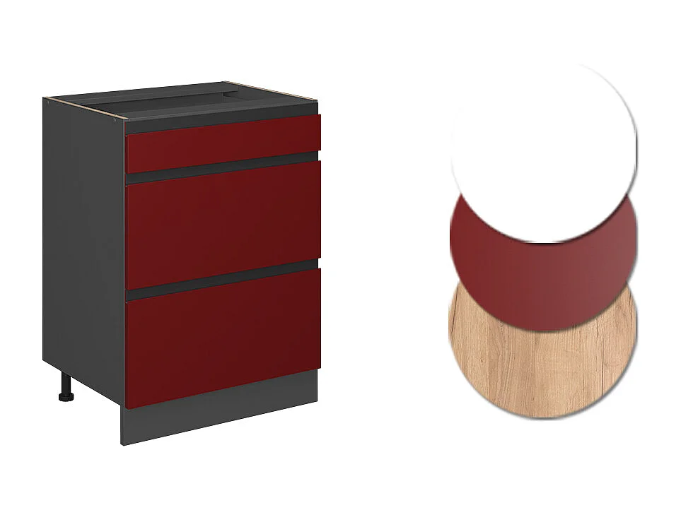 Küchenunterschrank rot 60x60x81.6 r-line