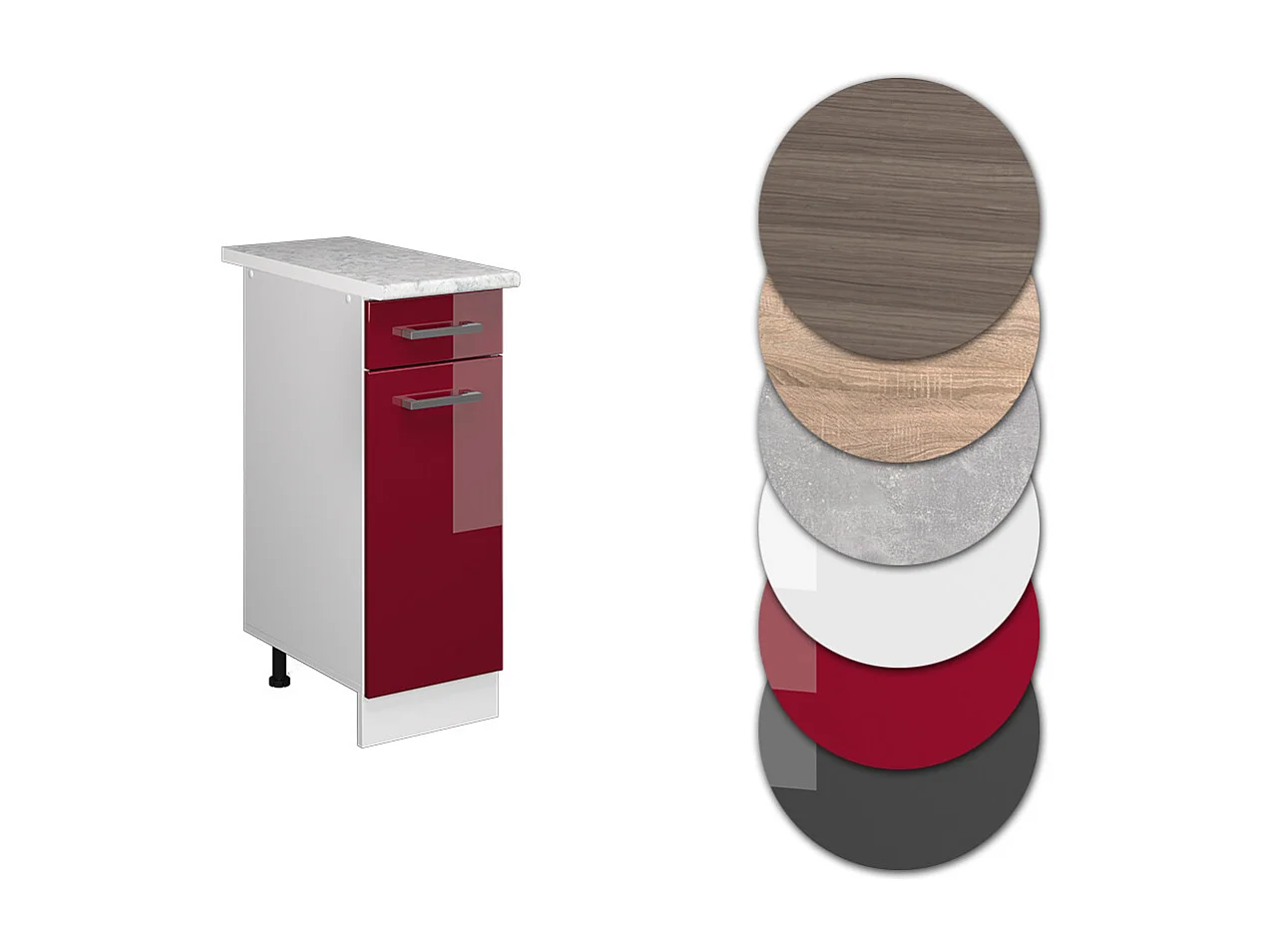 Meuble cuisine rouge brillant 30x60x81.6 r-line