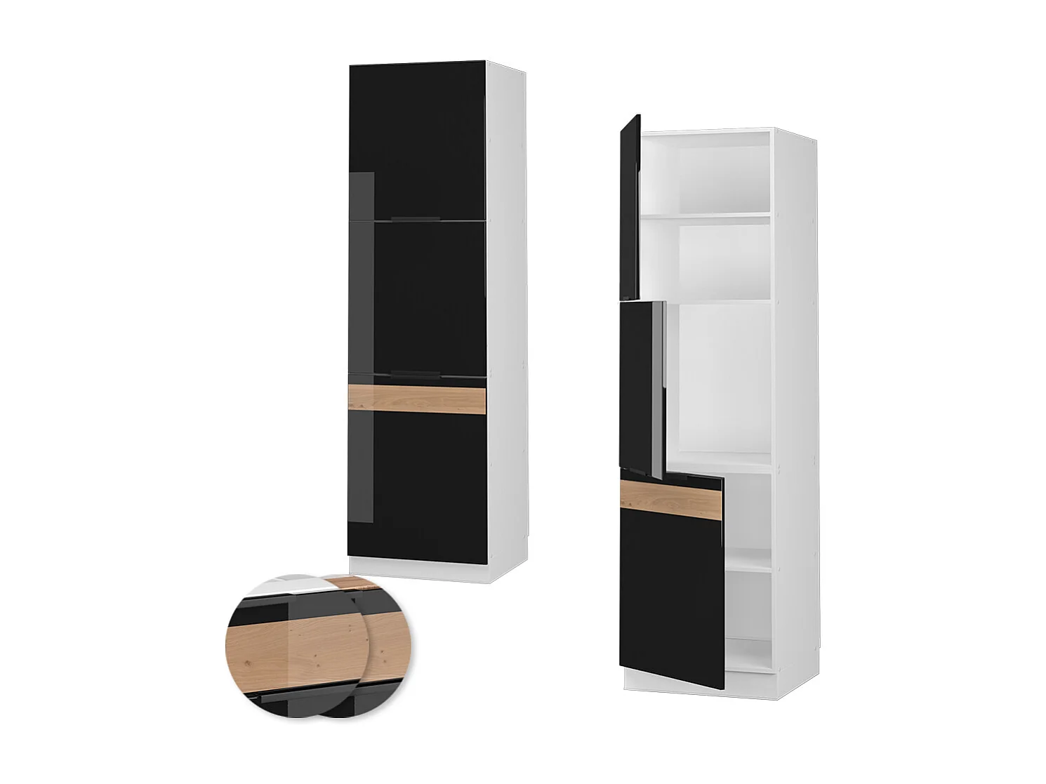 Meuble pour four chêne noir brillant 60x58x206.8 fame-line