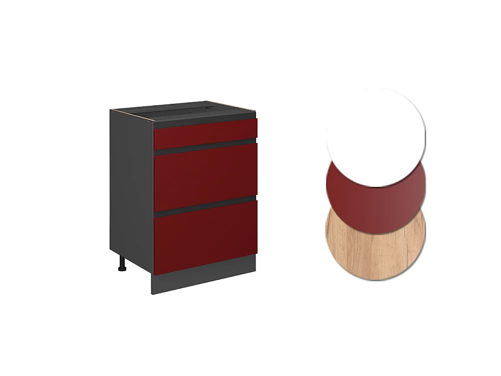 Mueble bajo de cocina rojo 60x46x81.6 r-line