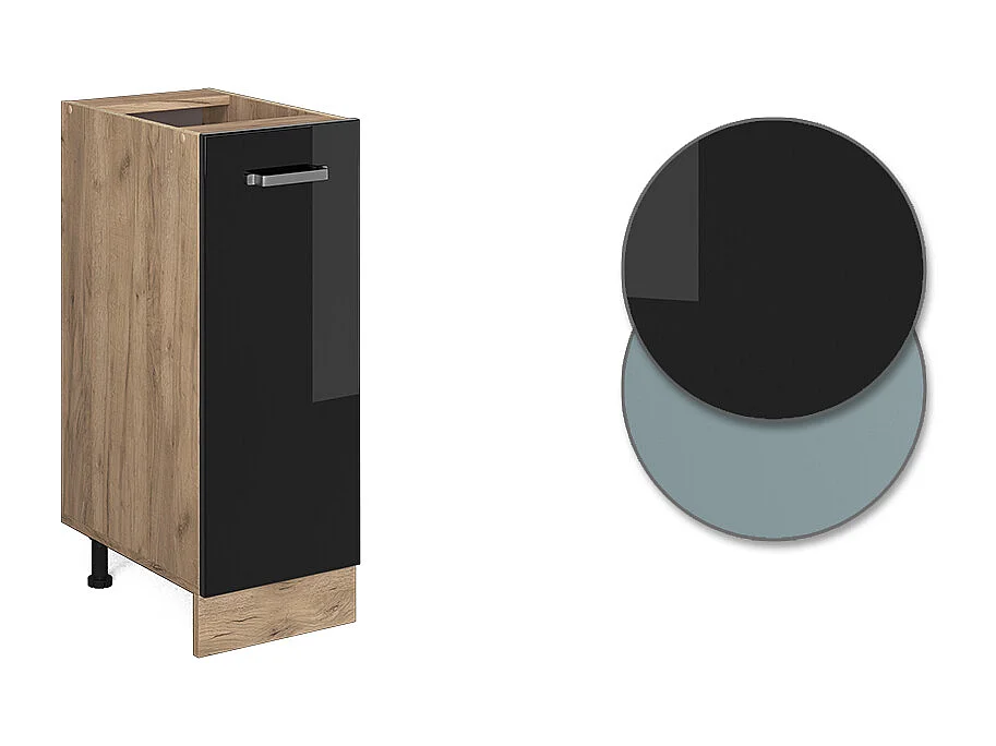 Meuble de cuisine noir haute brillance 30x60x81.6 r-line