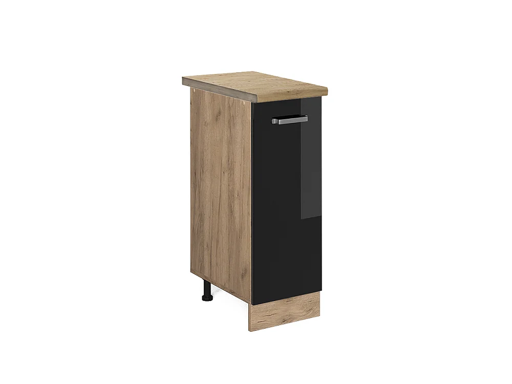 Meuble de cuisine noir haute brillance 30x60x81.6 r-line