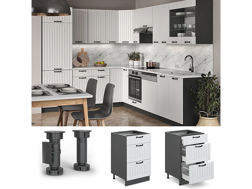 Mobiletto base per cucina bianco casa di campagna 50x51.6x82 fame-line