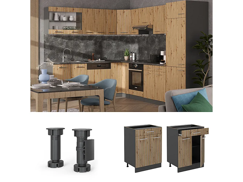 Meuble cuisine chêne artisan 60x60x81.6 r-line