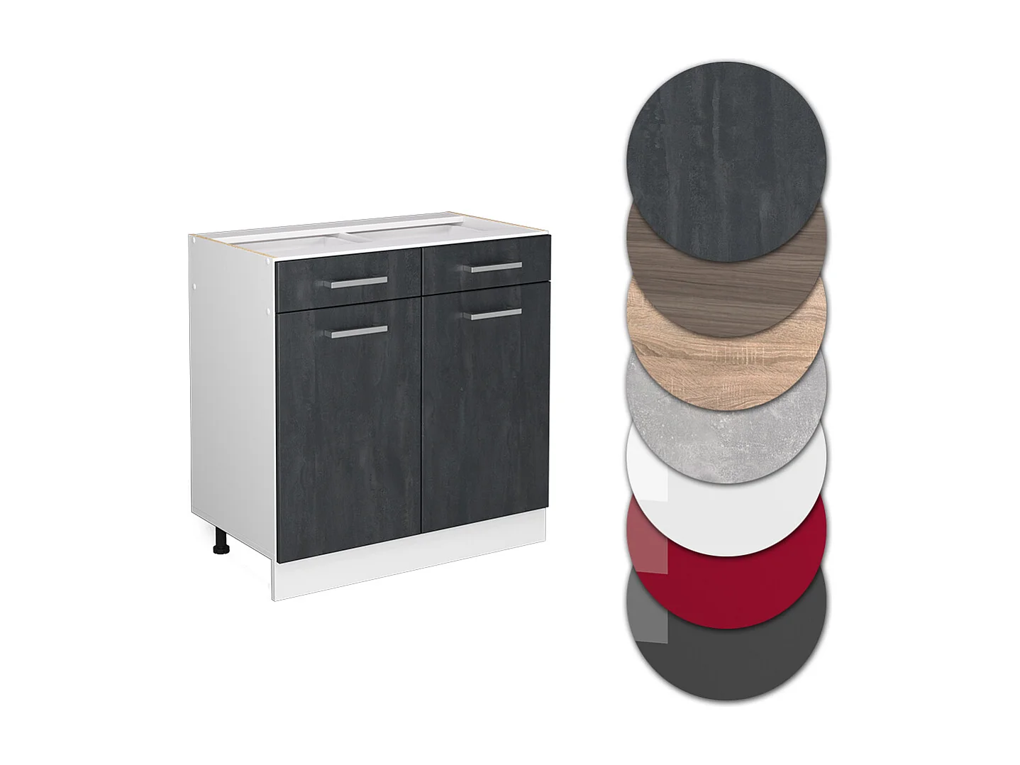 Mueble bajo de cocina hormigón negro 80x46x81.6 r-line