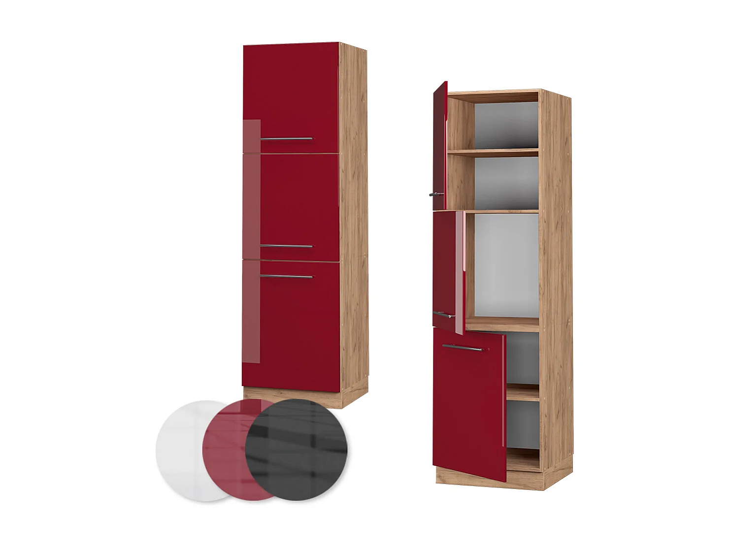 Armario para horno empotrado rojo burdeos alto brillo 60x58x206.8 fame-line