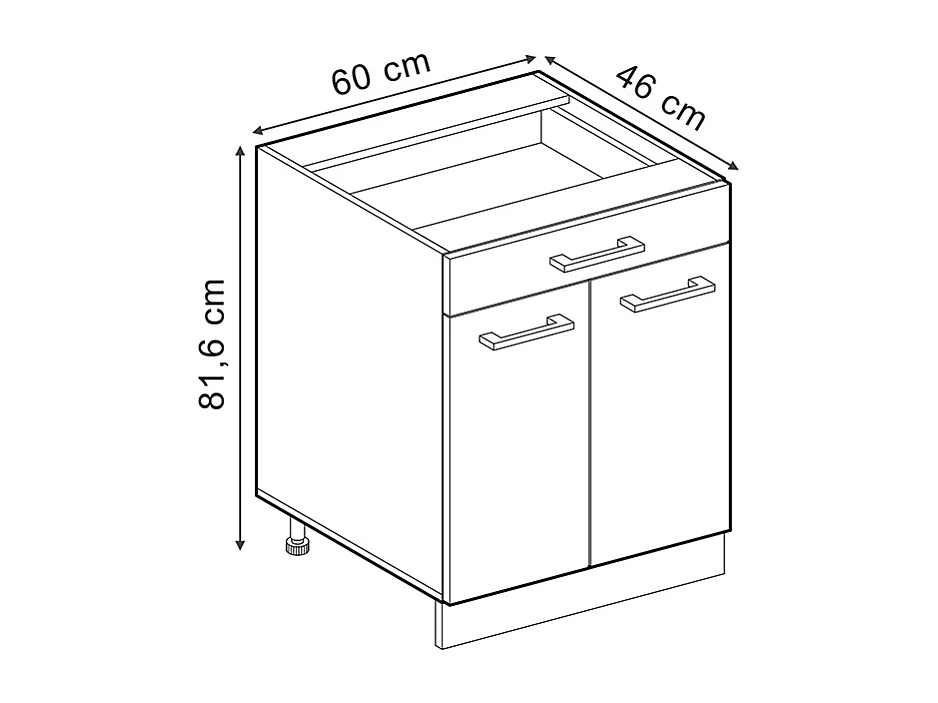 Keukenonderkast edel grijs 60x46x81.6 r-line