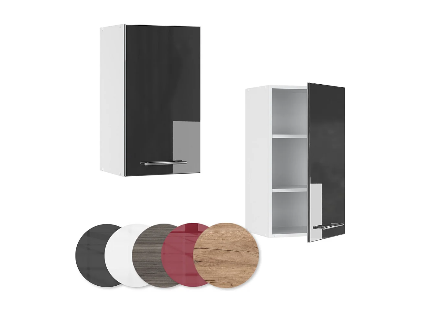 Elément haut de cuisine anthracite haute brillance 40x34.1x72 fame-line