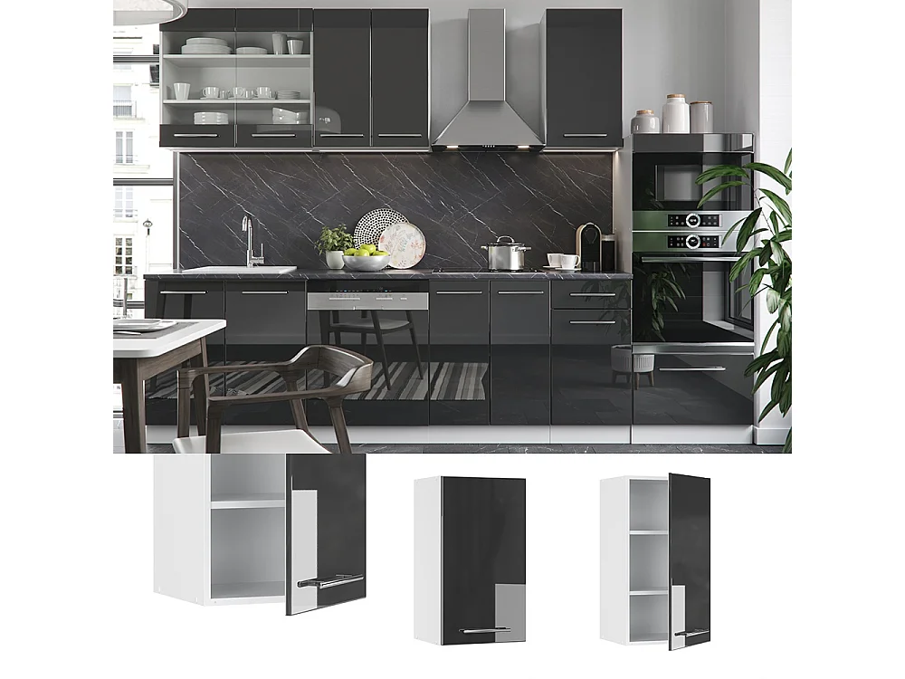 Pensile da cucina antracite lucido 40x34.1x72 fame-line