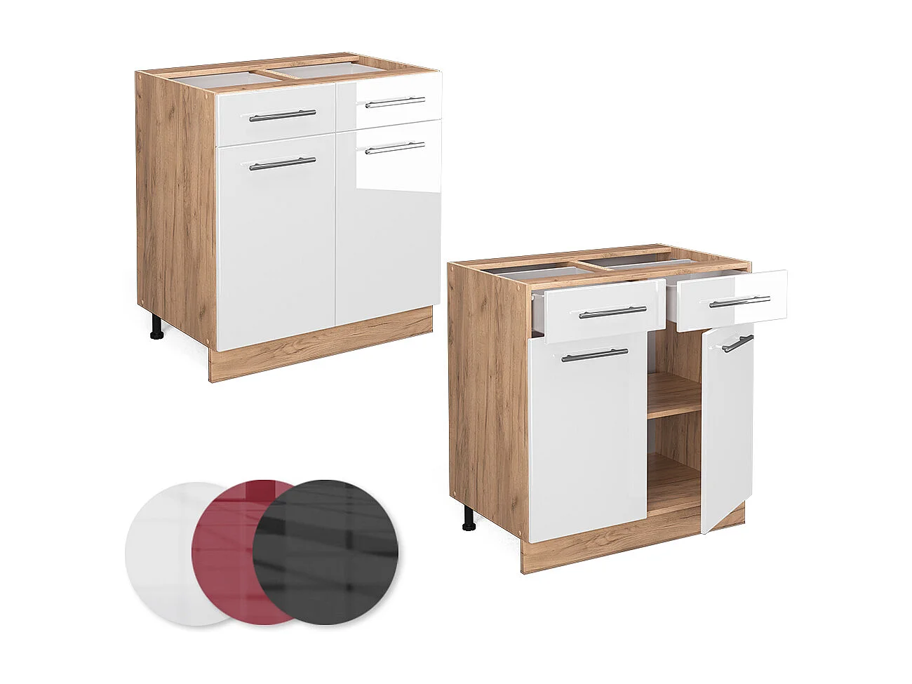 Mobiletto base per cucina bianco lucido 80x51.6x82 fame-line