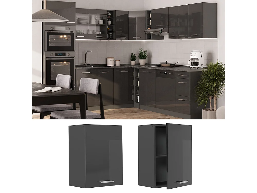 Wall cabinet anthracite high gloss 45x31x60 r-line