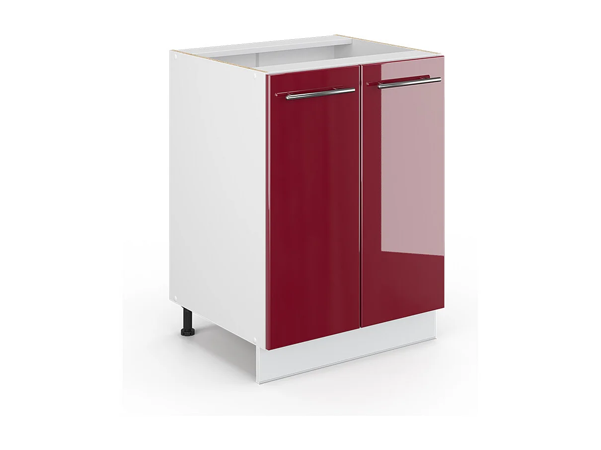 Mueble bajo de cocina rojo burdeos alto brillo 60x51.6x82 fame-line