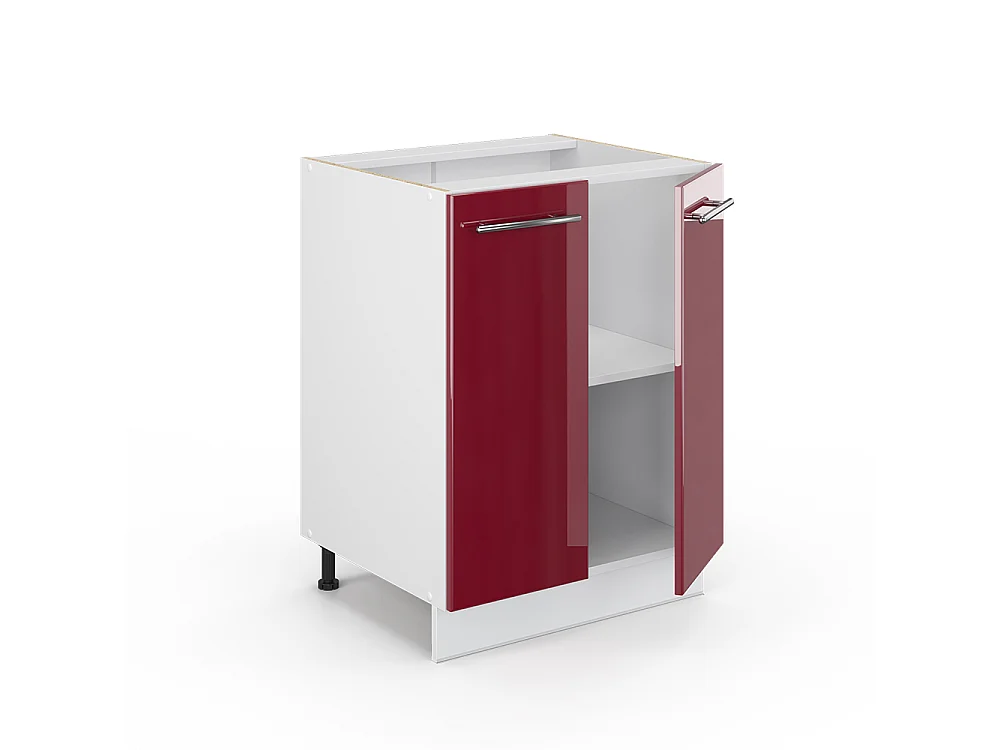 Meuble bas de cuisine rouge bordeaux haute brillance 60x51.6x82 fame-line