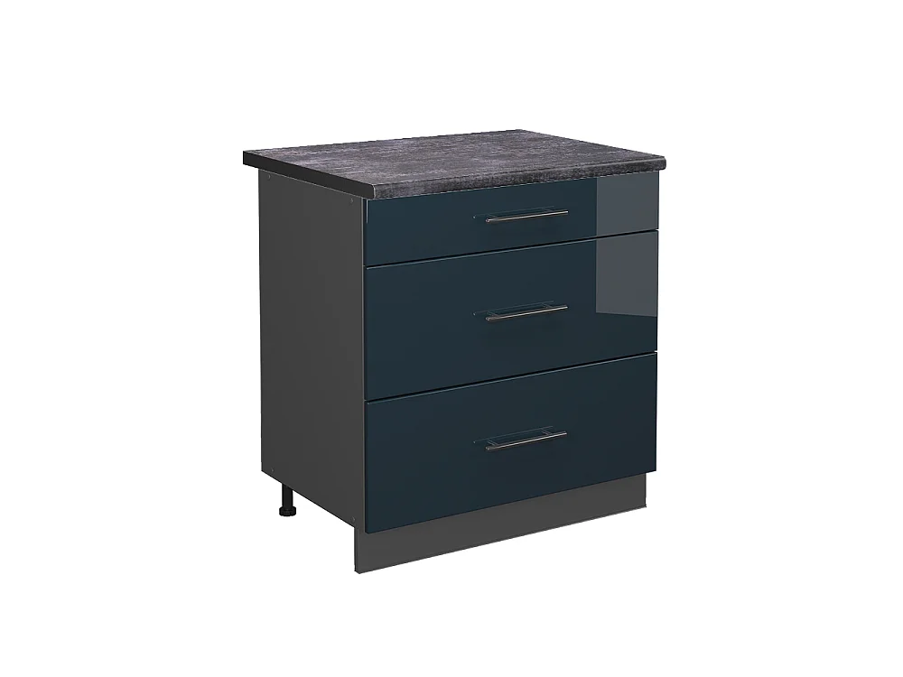 Meuble cuisine bleu foncé brillant 80x60x82 fame-line