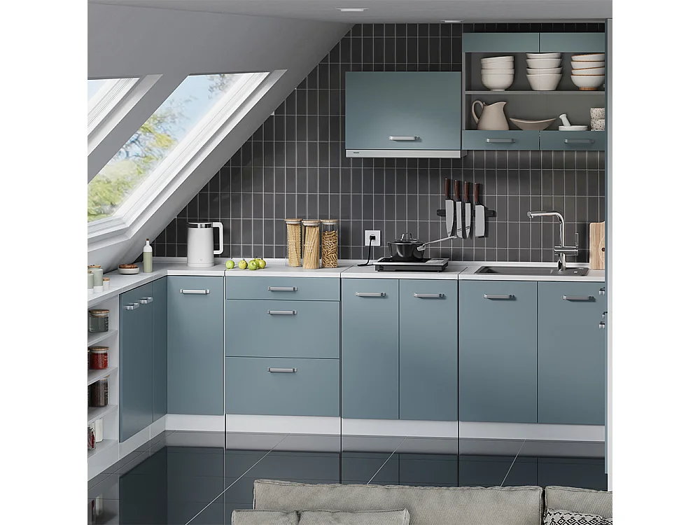Meuble sous pente bleu-gris 120x46x81.6 r-line
