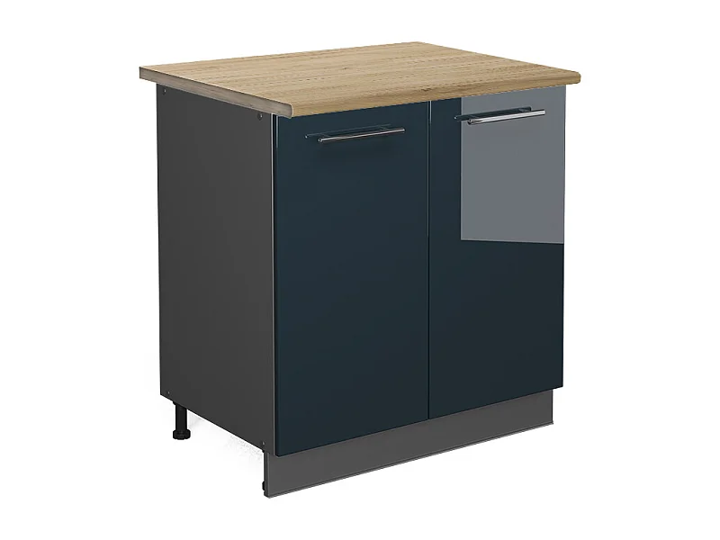 Armario bajo para fregadero azul oscuro alto brillo 80x60x82 fame-line