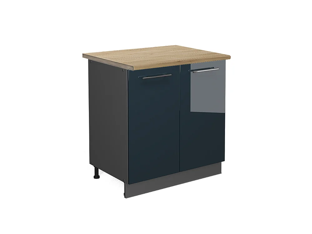 Meuble bas sous-évier bleu foncé brillant 80x60x82 fame-line