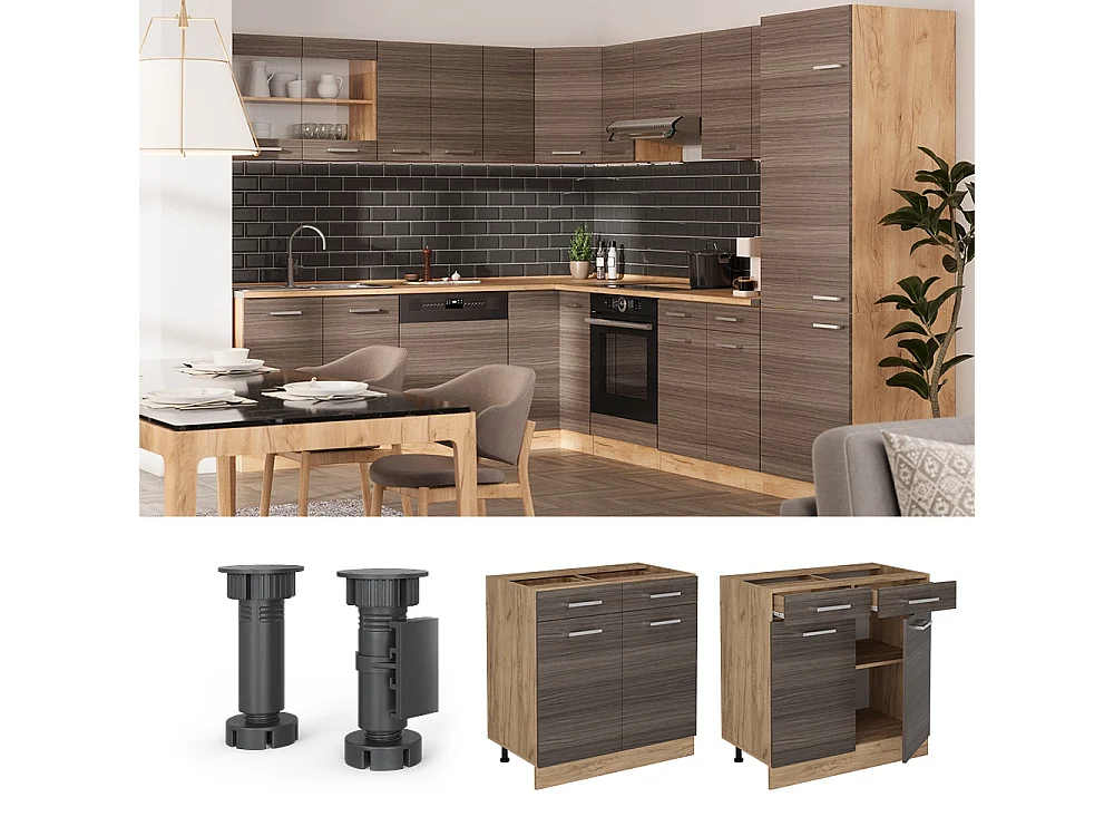 Mueble bajo de cocina gris noble 80x60x81.6 r-line