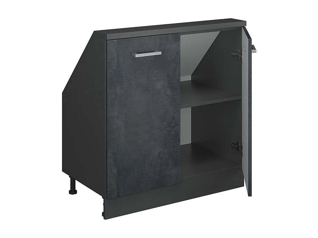 Armário de cozinha para sótão inclinado concreto preto 80x46x81.6 r-line