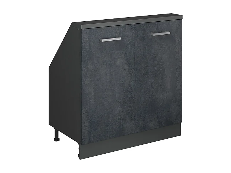 Armário de cozinha para sótão inclinado concreto preto 80x46x81.6 r-line