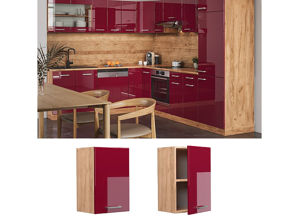 Elément haut de cuisine rouge brillant 40x31x60 r-line