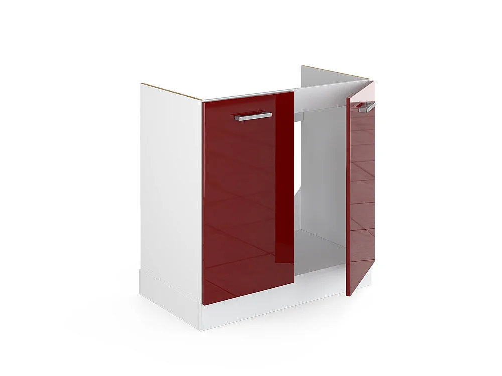 Meuble bas sous-évier rouge brillant 80x60x81.6 r-line